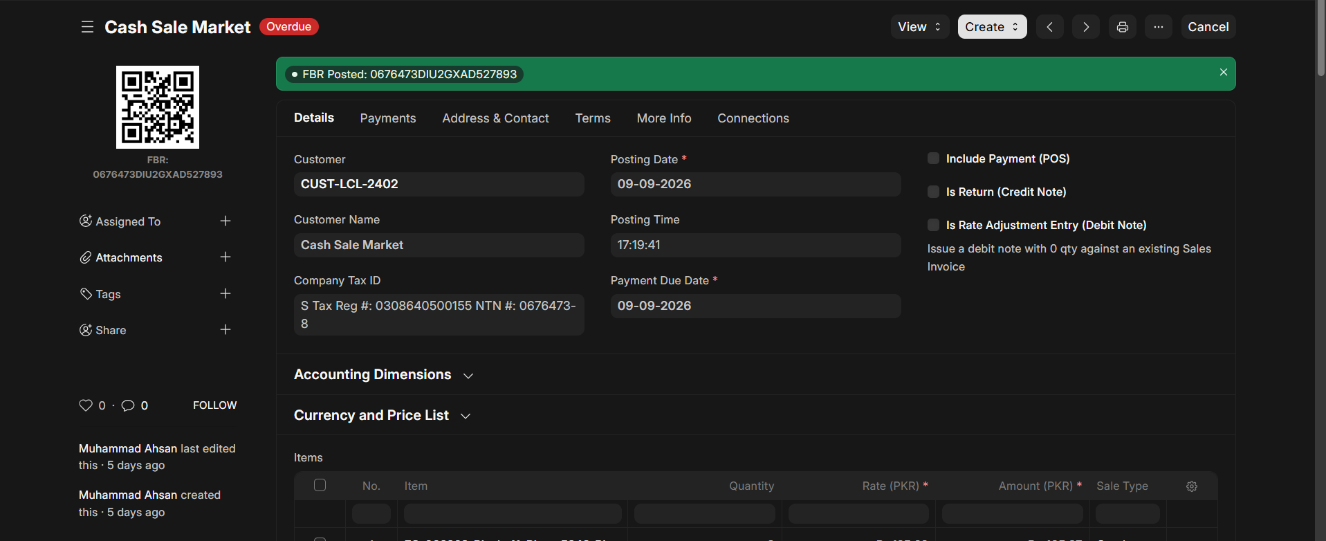 Digital Invoicing & Fiscalization screen
